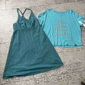 BUNDLE | Patagonia Teal Dress (M) & prAna Travel Boxy T-shirt (S)